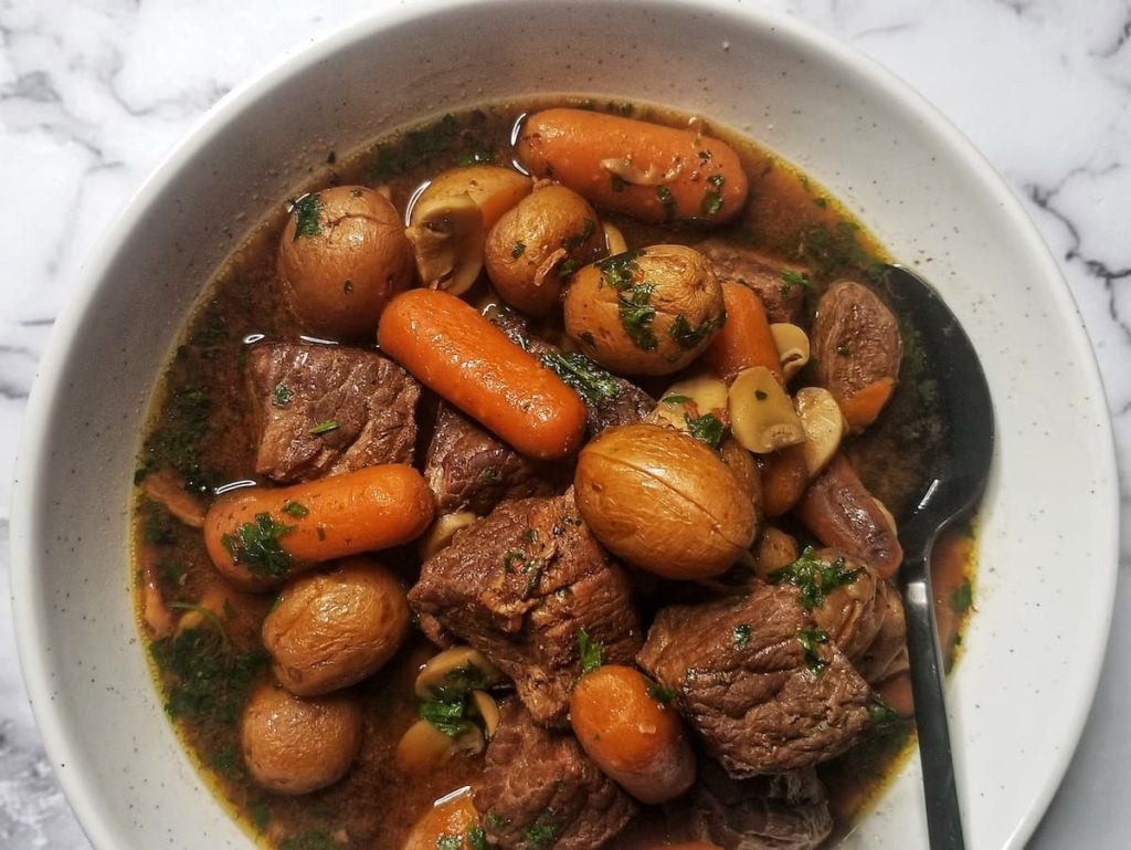 Slow Cooker Chunky Beef Stew made without onions or garlic (FODMAP friendly)