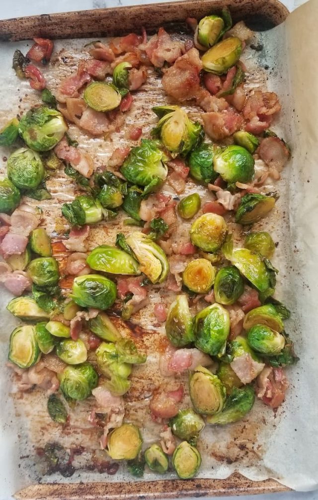 Maple Brussels Sprouts Baked with Bacon Hip Hip Gourmet