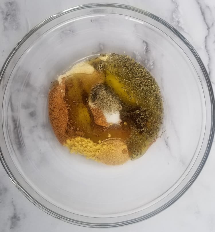 bowl of spices and oil