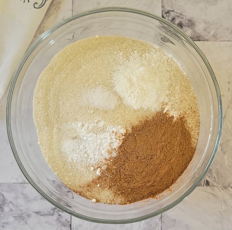 bowl of dy baking ingredients such as cinnamon and baking powder