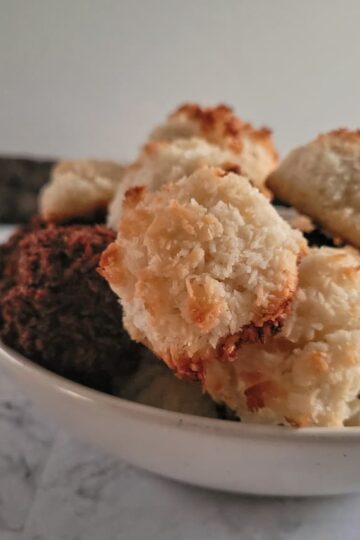 bowl of chocolate and coconut macaroons