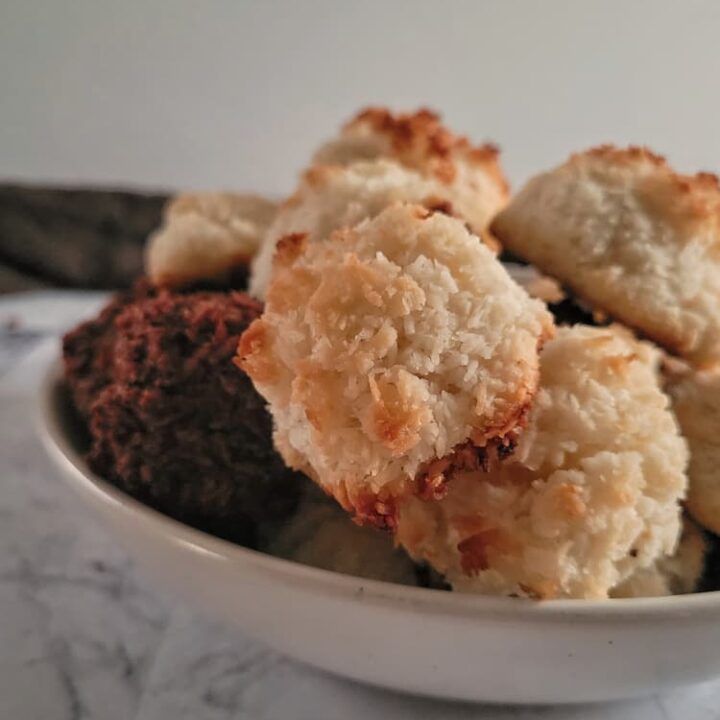 bowl of chocolate and coconut macaroons