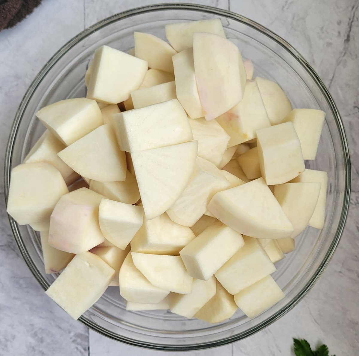 bowl of cubed turnips