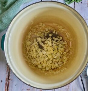diced white onions in a pot