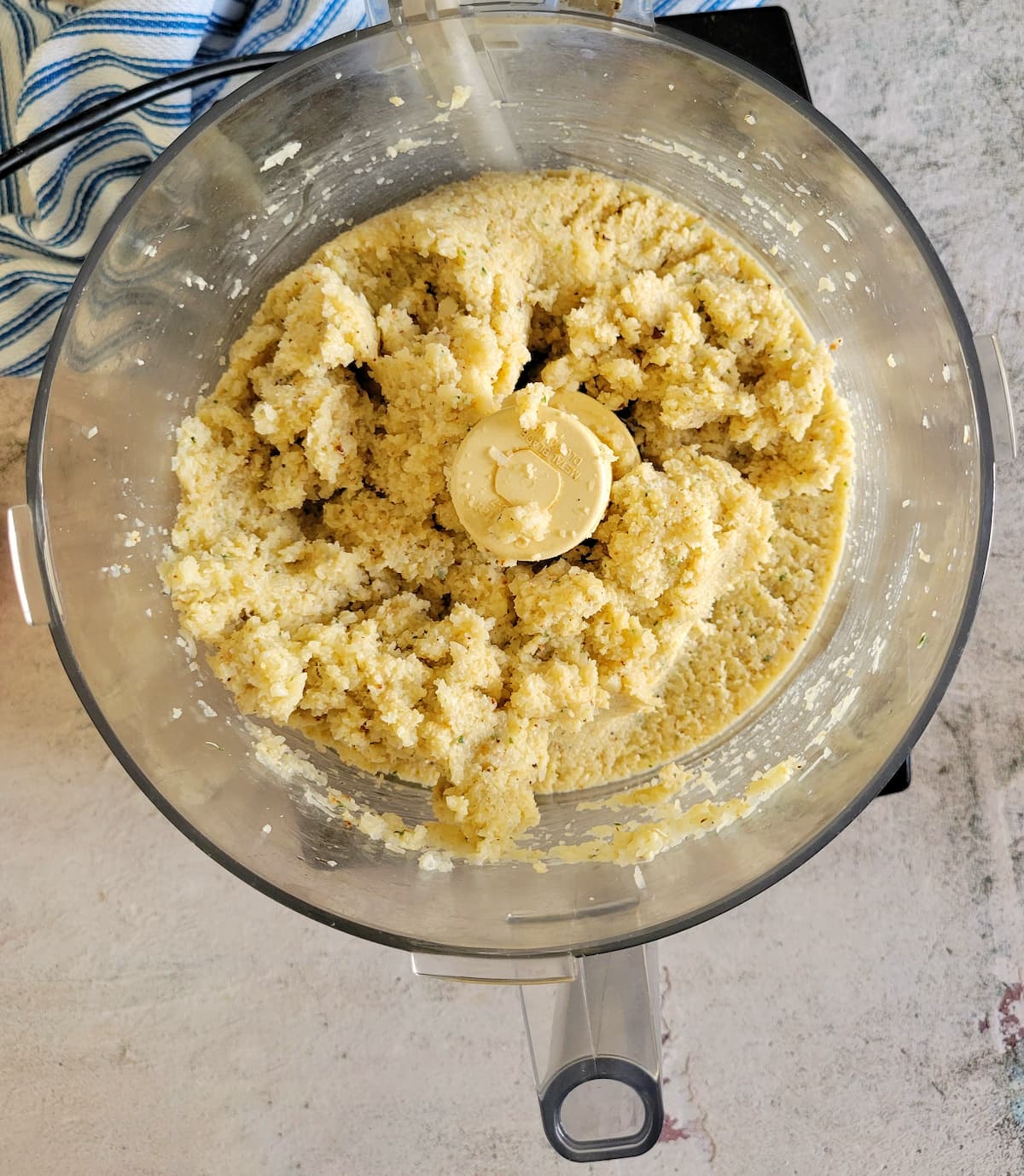 puréed cauliflower in the base of a food processor