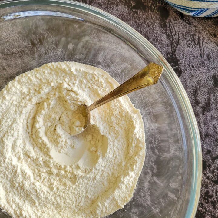 spoon in a bowl of self rising flour