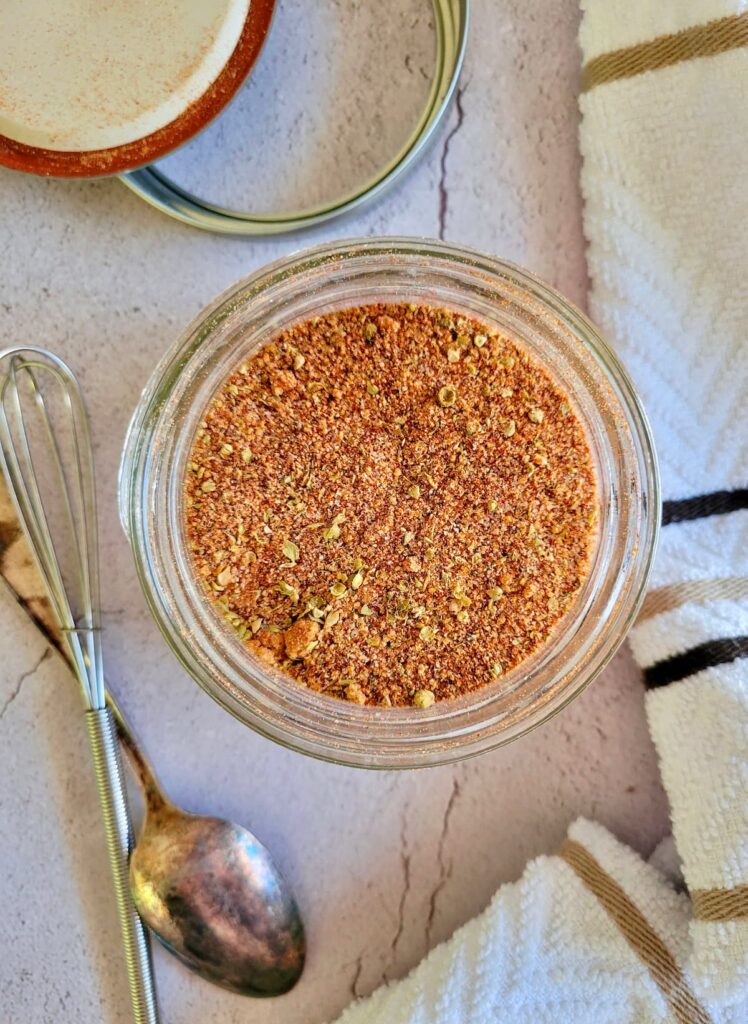 spice blend in a jar, whisk and spoon on the side