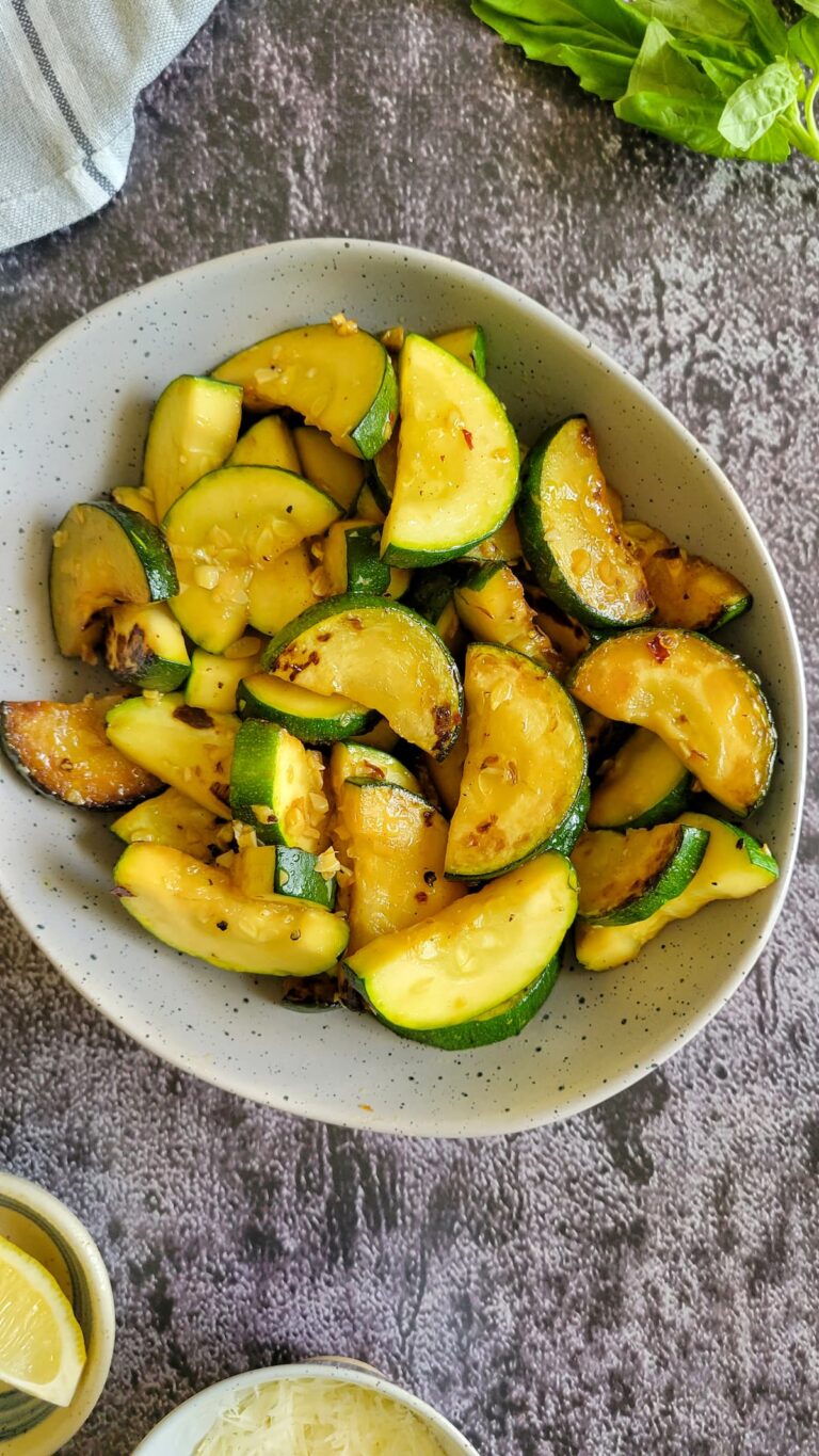 bowl of sauteed zucchini