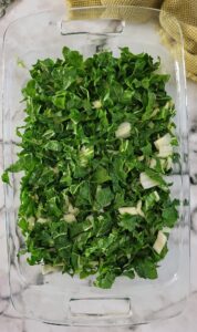 chopped swiss chard in a dish