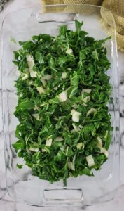 chopped swiss chard in a dish