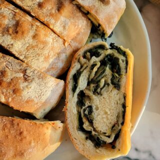 slices of swiss chard roll on a plate