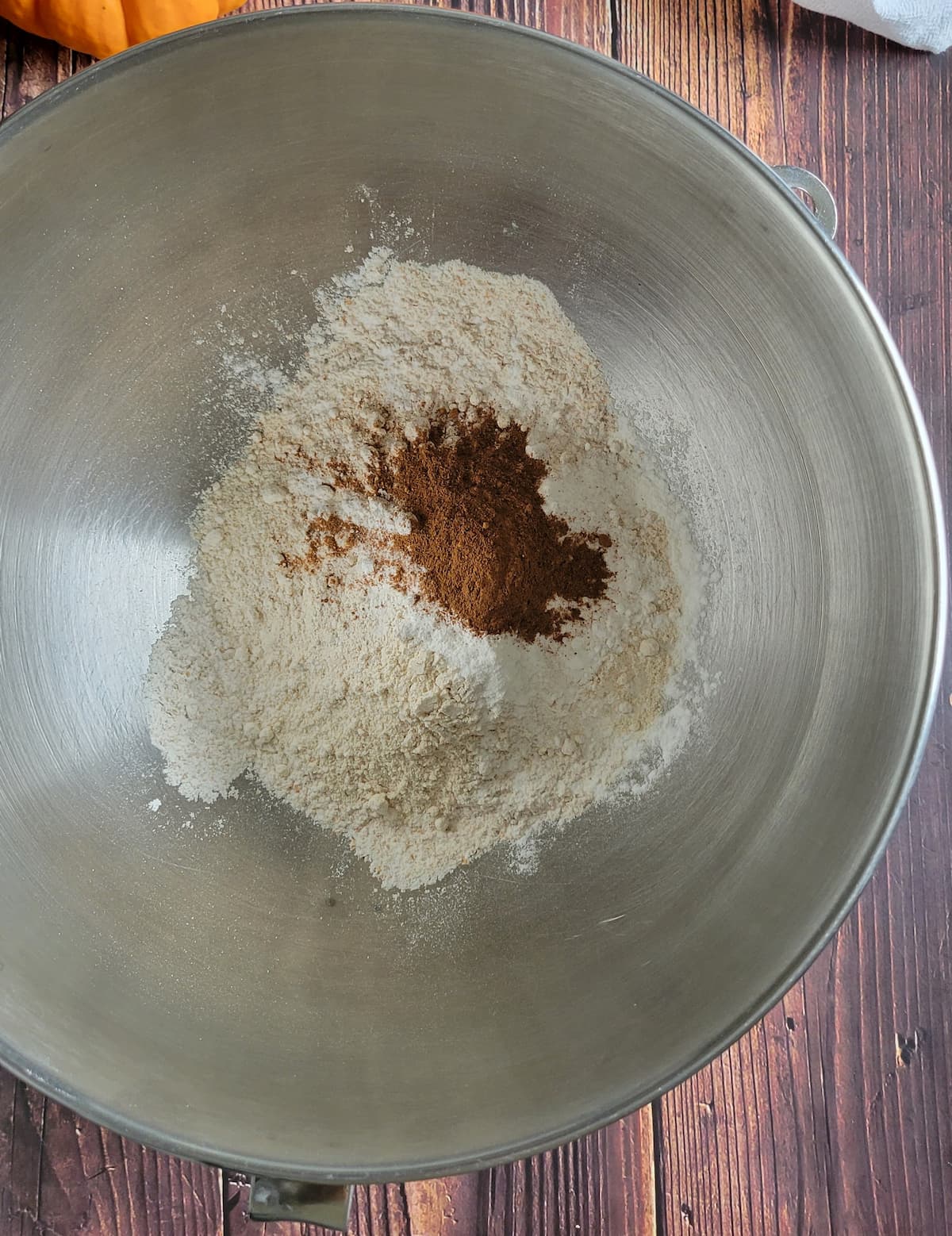 flour and spices unmixed in a bowl