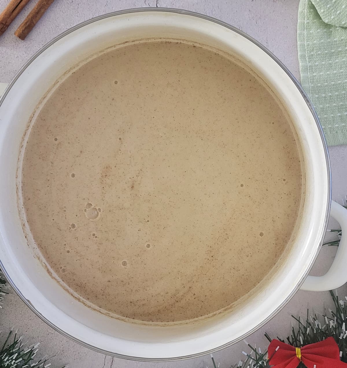 homemade eggnog in a pot