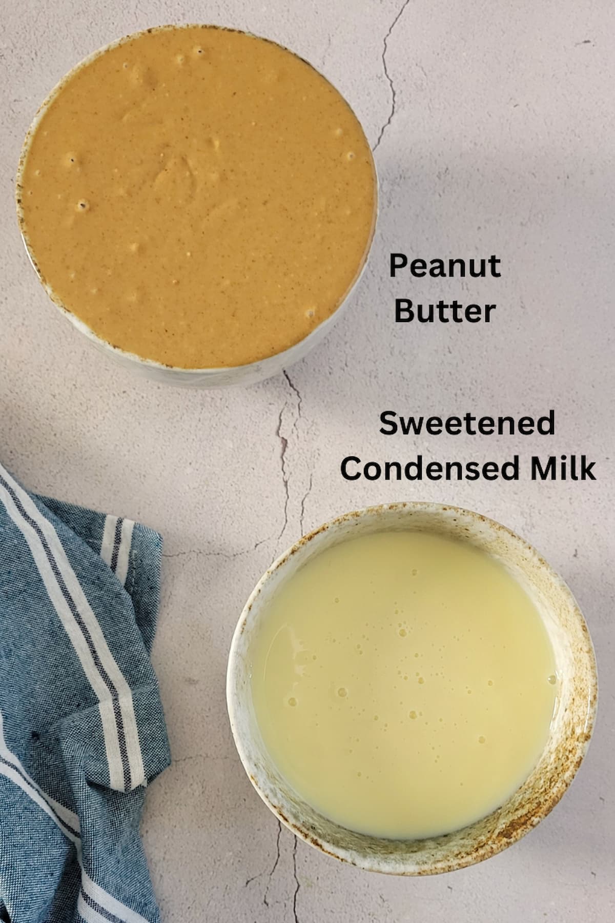 ingredients for recipe for peanut butter fudge easy - peanut butter and sweetened condensed milk