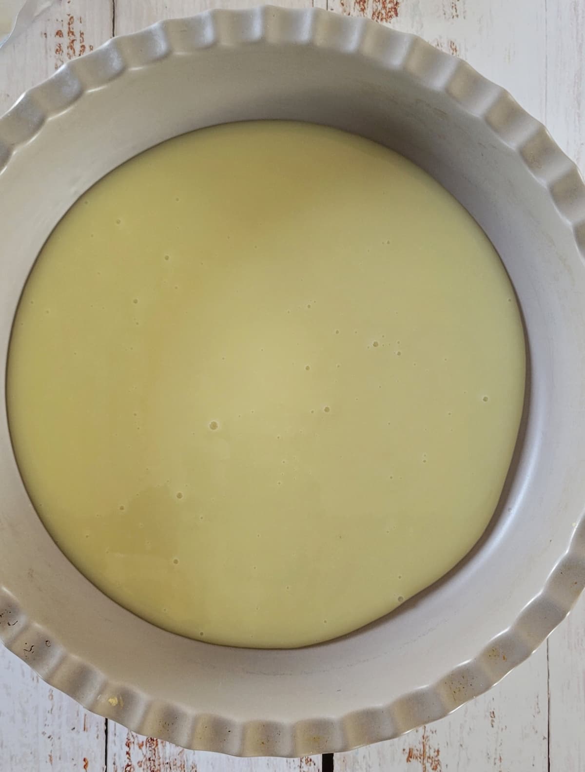 condensed milk in a pie dish