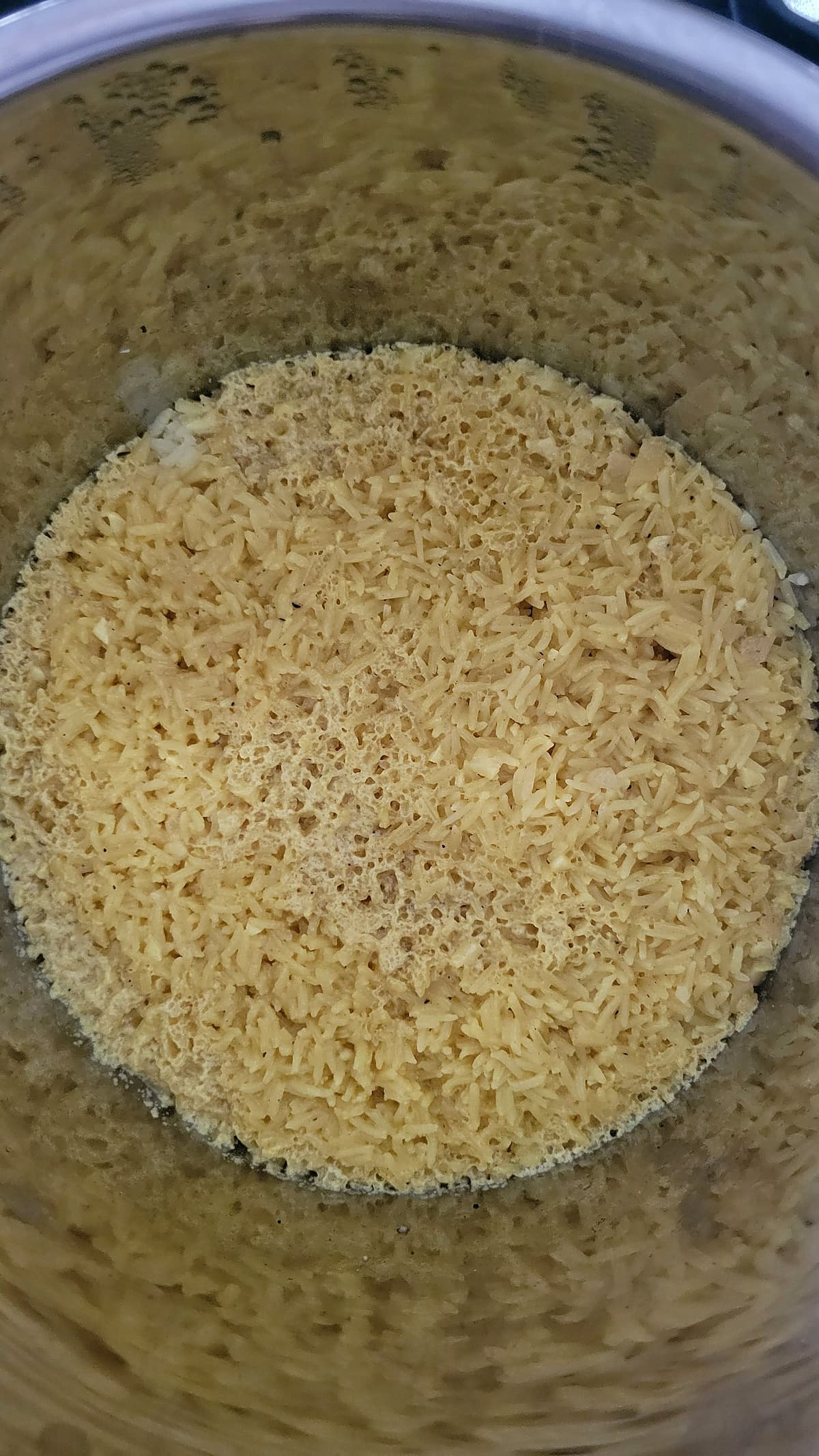 cooked yellow rice in the instant pot