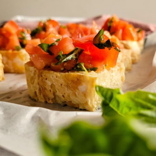 pieces of bruschetta on a plate