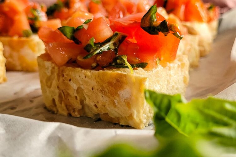 pieces of bruschetta on a plate