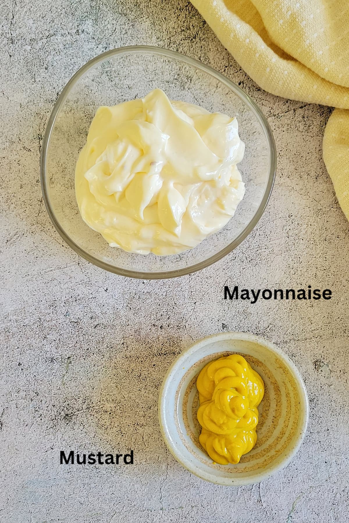 ingredients for mustard mayo - mustard and mayonnaise