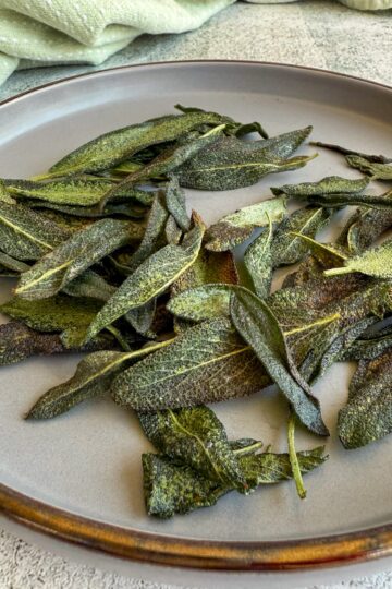 crispy sage leaves on a plate