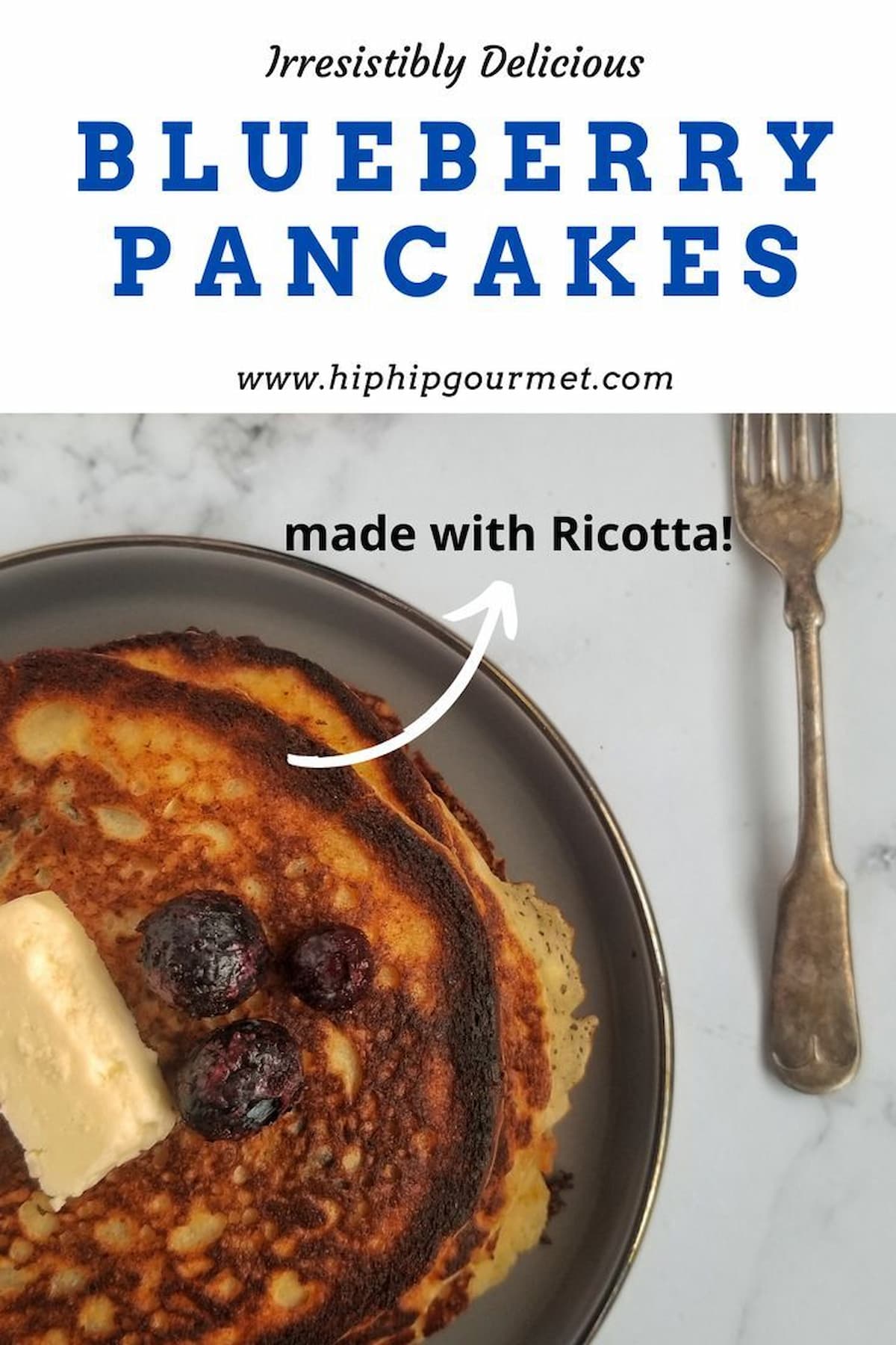 PIN FOR RICOTTA PANCAKES WITH BLUEBERRIES
