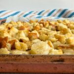 tray of sourdough bread croutons