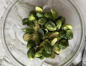 bowl of seasoned brussel sprouts