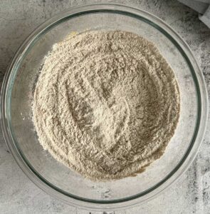 flour in a glass bowl.