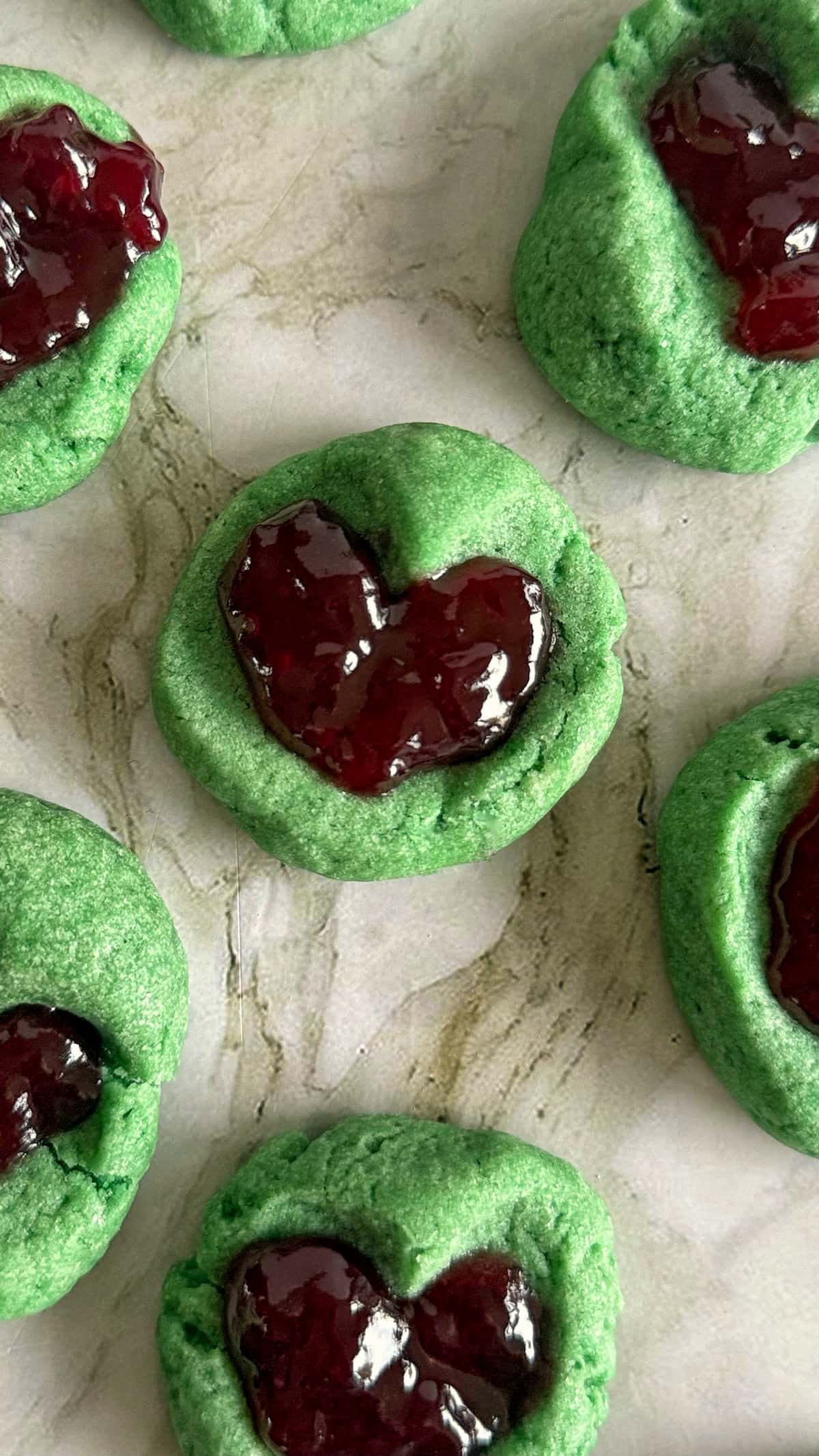 Grinch Thumbprint Cookies