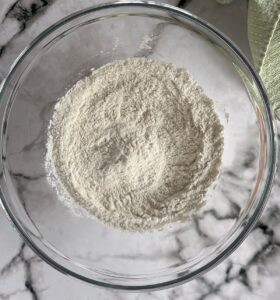 flour in a clear bowl.