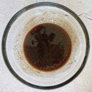 brown sugar glaze in a glass bowl.