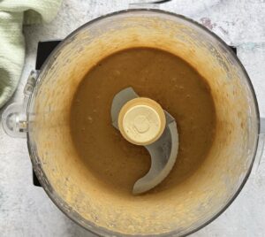 homemade peach balsamic vinaigrette in a food processor.
