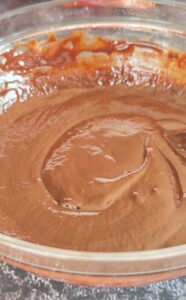 bowl of glossy melted chocolate.