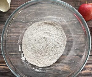 flour in a glass bowl.