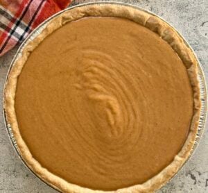 unbaked pumpkin pie.